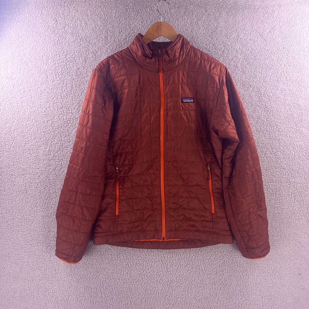 Patagonia Mens Nano Puff Jacket Burnt Orange Rust Quilted Insulated Medium